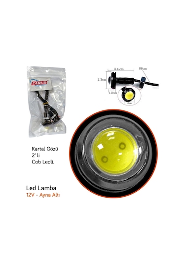 Replax Kartal Göz 12v Ayna Altı Led Lamba 22 Mm Beyaz 2 Li Cob Le
