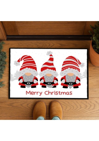 Yılbaşı Noel Yeni Yıl Kapı Önü Paspası 60x40 Cm Paspas Çok Renkli
