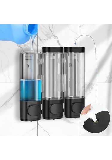 Novahub Altın Duvara Monte Banyo Organizatör Ve Pompası Dispenseri, Şampuan, Saç Kremi, Vücut Yıkama, 56904962 Altın