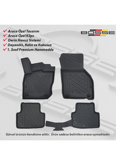 VW Tiguan Paspas Araca Özel (E-Tsi) 2024 Sonrası BOSSE 3D Havuzlu Oto Paspas