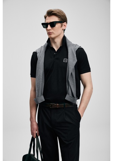 Lufian Carter Smart Erkek Polo T-shirt 111040233 Siyah