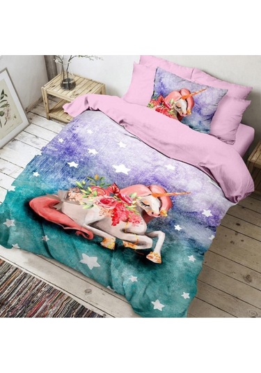Ceylin Yatak Örtüsü Tek Kişilik Ünicorn Sisi Çok Renkli