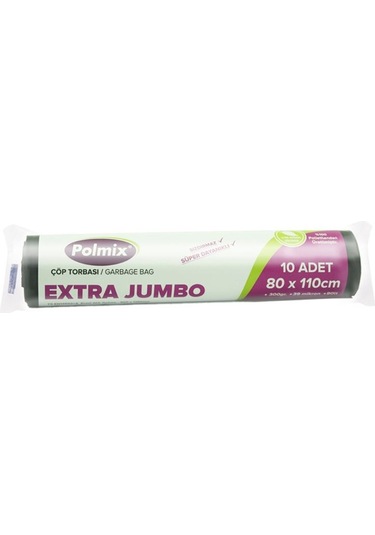 Polmix Extra Jumbo Boy Çöp Torbası 20 Adet Siyah 80 x 100 CM