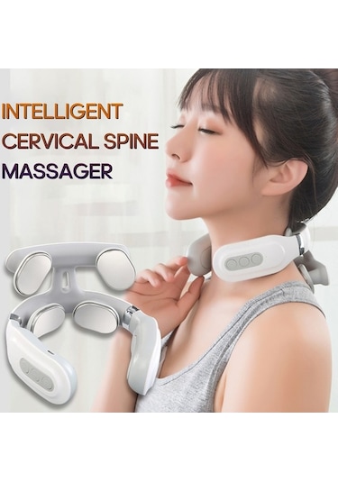 Tongxida Dört Kafalı Servikal Masaj Aleti, Beyaz, Usb Şarj Edilebilir, İyi Sağlık İçin Kullanılır Beyaz