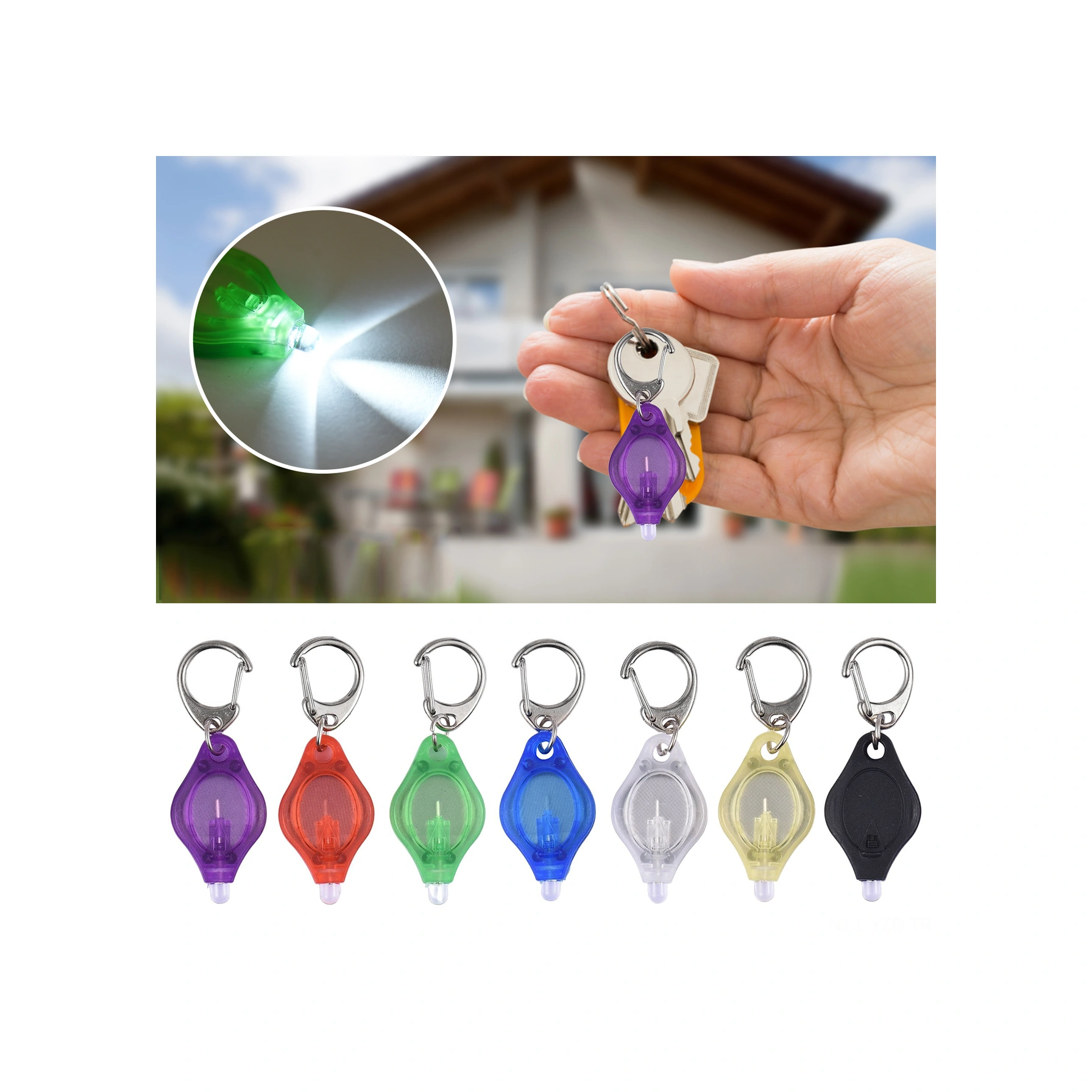 Yuntech01 10 Adet Kırmızı Anahtar Zinciri Feneri, Beyaz Led Işık, Basma/kaydırmalı Anahtar, Cr2032 Pil Dahil, 60x22x8mm Boyut Kırmızı