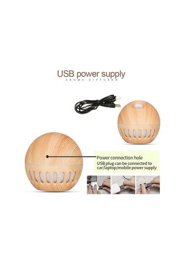Monyee Mini Ahşap Desenli Usb Nemlendirici - 130ml, Led Gece Lambası, Aromaterapi, Sessiz İşlevli, Ev/ofis Kullanıma Uygun