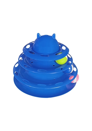 Markapet 3 Katlı Kedi Oyuncağı Kedi Başlıklı Toplu Kule 18 x 23 CM