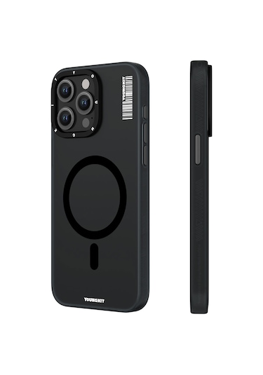 İphone 14 Pro Max Uyumlu Kılıf Magsafe Şarj Özellikli Youngkit Hidden Sand Serisi Kapak Siyah