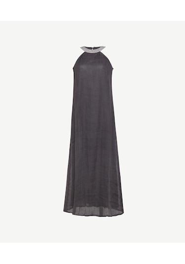 Yargıcı Düz Halter Yaka Kolsuz Elbise 26ykel7040x 005 Gri