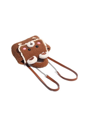 Büyük Kapasiteli Sevimli Çanta Peluş Tote Çanta Sırt Çantası Bebek Ayı Çantası Sırt Çantası Şık Çok Yönlü Kadın Kahverengi