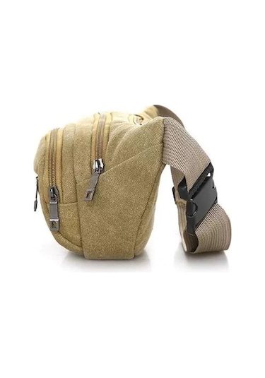 Erkekler İçin Pratik Ve Şık Kanvas Bel Çantası, Koşu Ve Spor Aktivitelerinde Rahat Kullanım, Omuz Askılı Çok Amaçlı Çanta, Şantiyede Ve İşte Kullanıma Uygun Dayanıklı Yazarkasa Çantası Bej