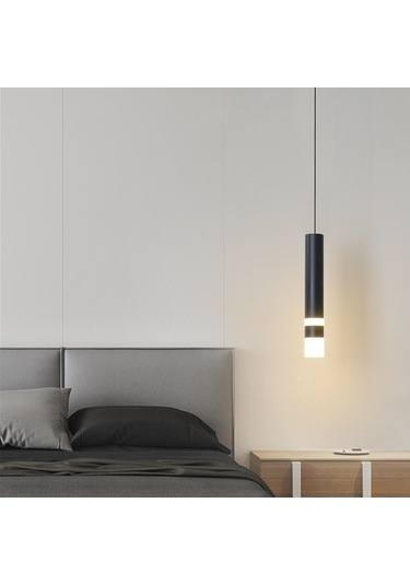 Opulentliving Modern Minimalist Led Avize, 3 Renk Değişimli, Bar-restoran Aydınlatma, Ev Dekorasyonu Siyah Siyah