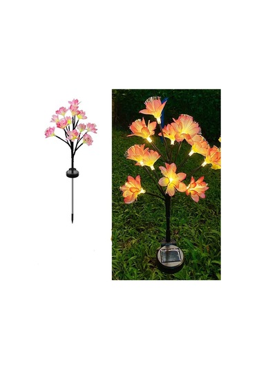 Cc Globall Güneş Şeftali Çiçeği Lambası 12 Led Simülasyon Kamelya Lambası Açık Avlu Bahçe Lambası Dekoratif Çim Lambası A Pembe