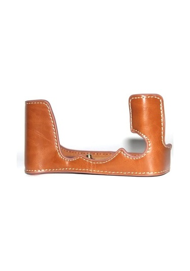 Pazly Fujifilm X-e3 Kamera İçin Pu Deri Alt Kabuk Koruyucu Yarım Kasa - Kahverengi