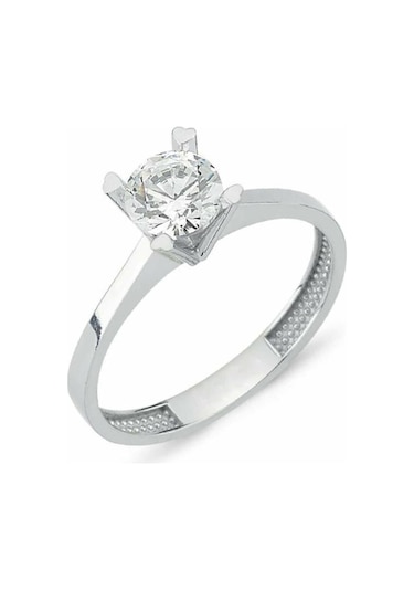 Hakan Güler Kuyumculuk Kadın Beyaz Altın Tek Taş Yüzük 8 Ayar 1.20 Gr