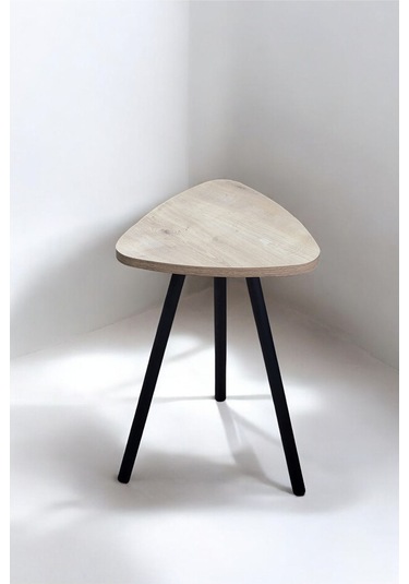 Yüksek Kalite Tekli Pena Üçgen Zigon Sehpa Çay Sehpası Servis Sehpası Boyalı Ahşap Ayaklı Safir Meşe