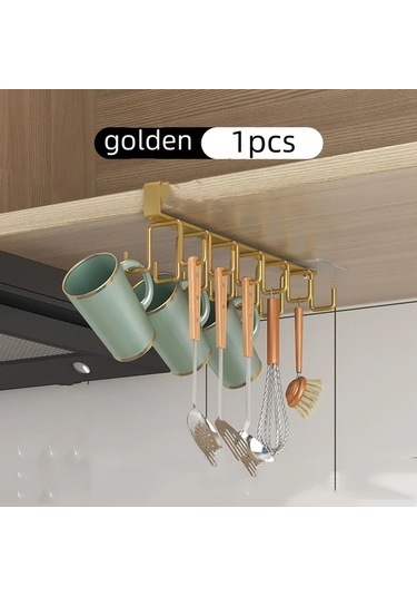 Willowhaven Altın 6 Kancalı Paket Banyo Askılık 12 Kancalı Düzensiz Mutfak Tencere Askısı Dolap Organizatörü Altın