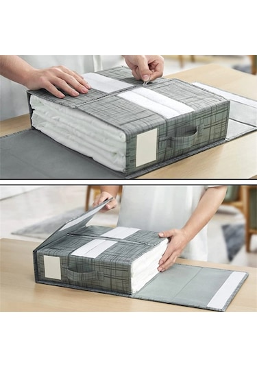 Cbtx Yatağın Altında Saklama Kutusu Oxford Kumaş Katlanabilir Elbise Battaniye Çanta - Gri