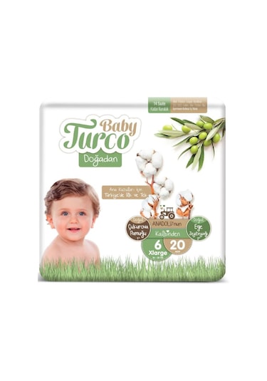 Baby Turco Doğadan Bebek Bezi 6 Numara Xlarge 20 Adet