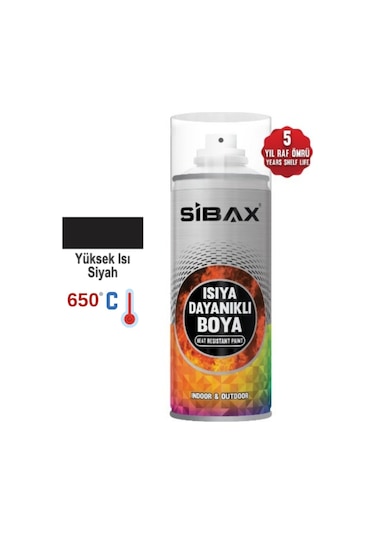 Sibax Yüksek 650 Derece Isıya Dayanıklı Akrilik Sprey Boya 400 Ml