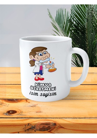 Kimya Öğretmeni Baskılı Kupa Bardak İsimli Kişiye Özel Kadın Karışım Çok Renkli