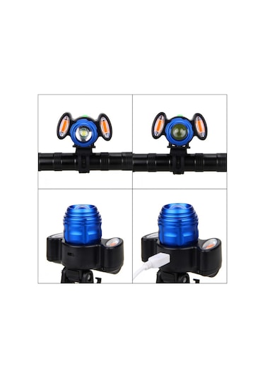 Ximistore9 Parlak T6 Led Bisiklet Farı, Şarj Edilebilir, 4 Modlu, Zoom Özellikli, Kask Ve Gidon İçin Uygun Siyah