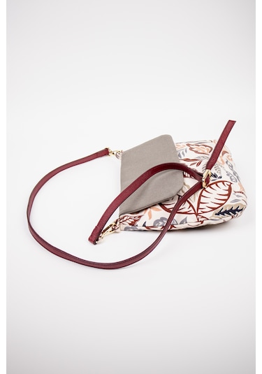 Fabric Craft Bag Omuz Çantası Desenli Kumaş Gri - Beyaz