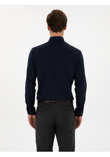 Cacharel Lacivert Slim Fit Pamuk Karışımlı Gömlek