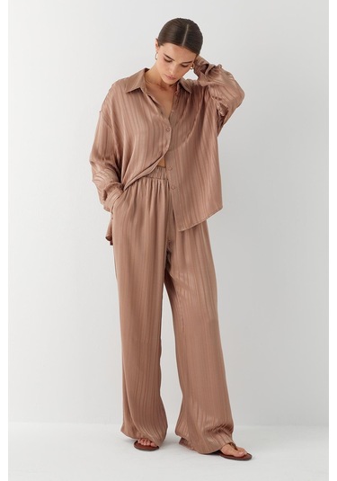 Dökümlü Oversize Takım Vizon Vizon