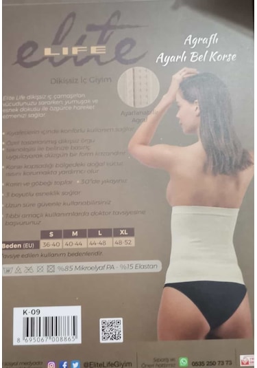 Kadın Beyaz Agraflı Bel Korse 000886 L beden