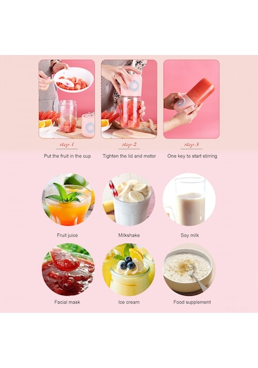 Reedark "500ml Taşınabilir Usb Şarjlı Blender - Meyve Sebze Smoothie Makinesi" Beyaz