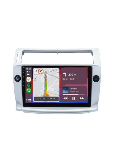 Citroen C4 Android Multimedya Sistemi 2005-2011 8gb Ram, 64gb Hafıza, Bluetooth, Carplay & Android Auto Kamera  9"