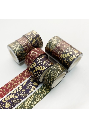 Cbtx 3 Rulo / Set 8958 5m Kağıt Bronzlaştırıcı Cüzdan Bant Seti Kırık Yaprak Desenli