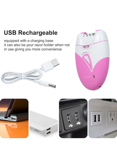 Yifomall Usb Şarjlı Elektrikli Tüy Çıkarıcı, İki Hızlı Ayar, Işıklı Fonksiyon, Kadın-erkek İçin Kemerli Teker Tasarımı, Pembe Çok Renkli