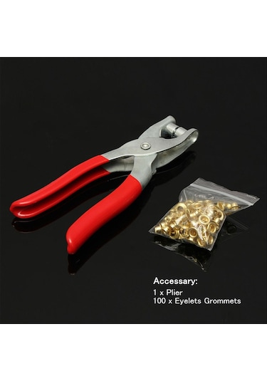 Ccgloball Yeni Alet Grommet Perçinler Kuşgözü Ayar Pense + Ayakkabı Çantaları Için 100 Adet Kuşgözü Grometler