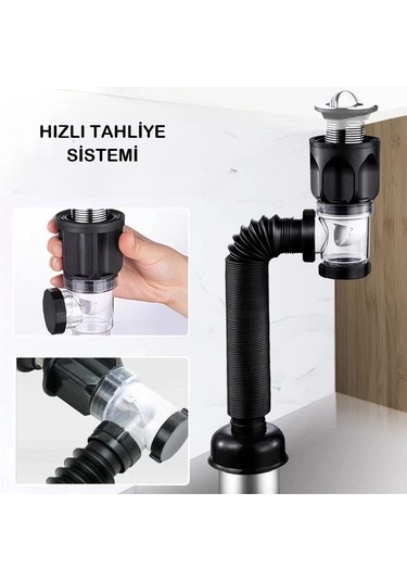 Mutfak Ve Banyo İçin Koku Ve Tıkanma Önleyici Lavabo Gider Borusu