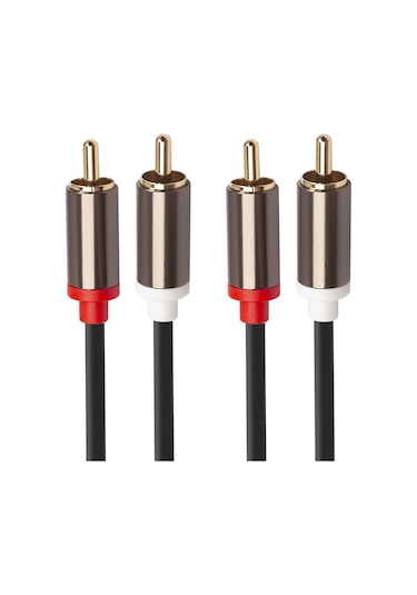 3660b 2 X Rca - 2 X Rca Altın Kaplama Ses Kablosu, Kablo Uzunluğu: 1m Siyah