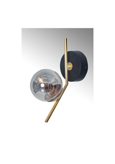 Luzarana Elit Sarı Siyah Metal Gövde Füme Camlı Tasarım  Yatay Aplik