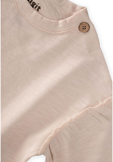 Fırçalı Rustik Uzun Kollu T-shırt 1-7 Yaş Ekru Ekru