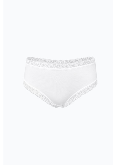 Malabadi Kadın 3'lü Paket Ultra Yumuşak Micro Modal Dantelli Slip Külot 3m700 Beyaz