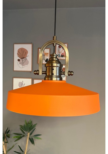 Açe Turuncu Tekli Delikli Eskitme Başlık Avize Retro Sarkıt Ofis Showroom Salon Mutfak Avizeleri Turuncu