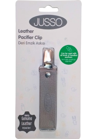 Jusso Deri Korumalı Metal Klipsli Emzik Askısı Gri