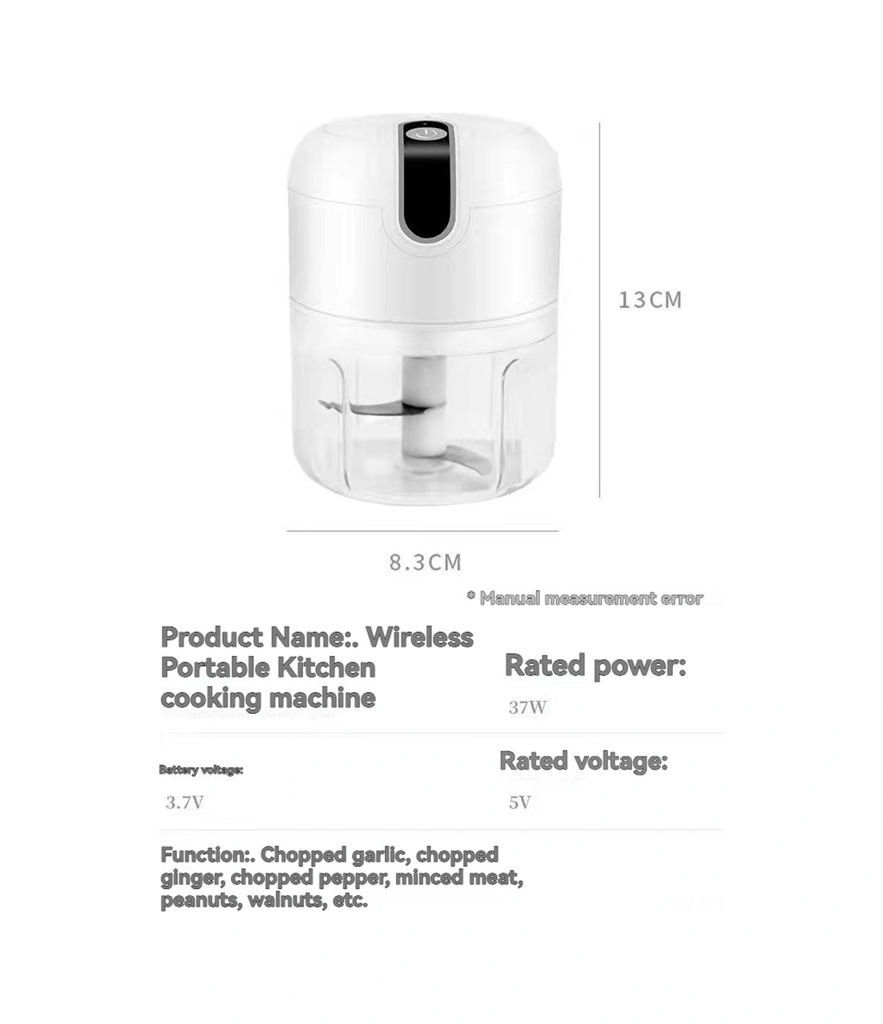 Youtek Usb Şarjlı Elektrikli 250ml Mini Mutfak Blender - Sarımsak, Sebze, Et Dilimleyici - 45w Motorlu Ev Kullanıma Uygun Beyaz