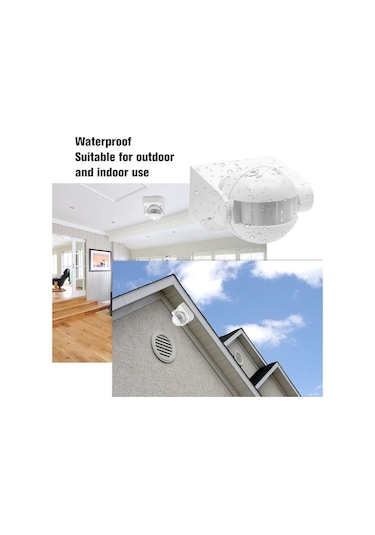 Pazly Ac 220v-240v 180 Ip44 Pır Hareket Sensörlü Dış Mekan Aydınlatma, 12m Mesafe, 3-2000lux Enerji Tasarruflu Otomatik Farklı Renkler Diğer