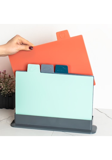 Porsima 1163 Antrasit Asıa 4'lü Kesme Tahtası Kesme Tahta Seti