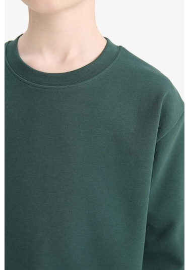 Defacto Erkek Çocuk Bisiklet Yaka Basic Düz Uzun Kollu Okul Tişörtü E9661a825augn536 Yeşil-gn536