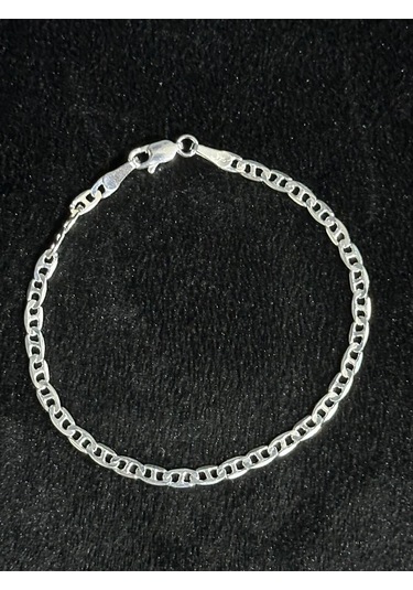 Modagümüşevi 925 Ayar Gümüş 4mm Forse Barlı Erkek Zincir Bileklik Özel Kutulu