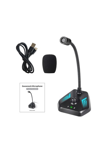 Ranyeek Rgb Işıklı Usb Kondansatör Mikrofonu Mı520 - Toplantılar, Canlı Yayınlar, Oyun Ve Bilgisayar İçin Uni-yönlü Boyunlu Masaüstü Mikrofon