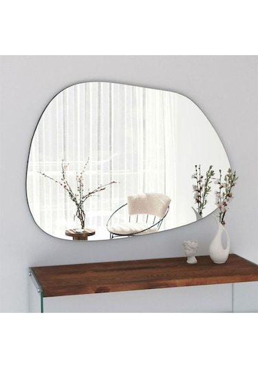 Luna Asimetrik Model Çerçevesiz Ayna Duvar Aynası Konsol Aynası GÜMÜŞ