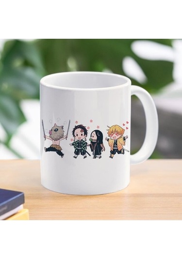 Novahub Anime Iblis Avcısı Kimetsu No Yaiba Kochou Shinobu & Nezuko 300ml Seramik Kahve Kupa Bardak 6 Adet - Beyaz Renk - Mükemmel Hediye İçin Beyaz